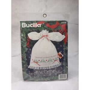 Vintage Bucilla Stamped Cross Stitch Time Of The Heart Angel Baby Kit 33230 15"